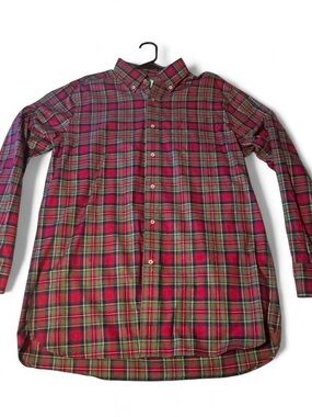 Southern Tide Red and Green Plaid Button-Down Shirt